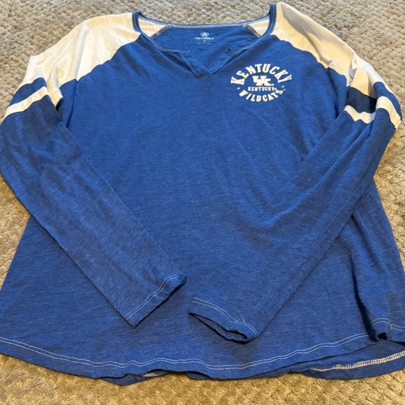 Top of the World Blue and White Kentucky Wildcats V-Neck Long Sleeve Tee - Picture 3 of 7